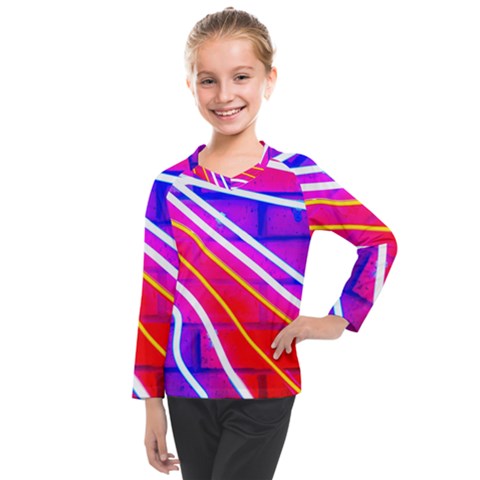 Pop Art Neon Lights Kids  Long Mesh Tee by essentialimage365