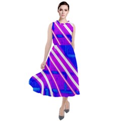 Pop Art Neon Wall Round Neck Boho Dress by essentialimage365