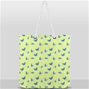 Blue butterflies at lemon yellow, nature themed pattern Full Print Rope Handle Tote (Large) View1