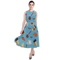 Coffee Time Round Neck Boho Dress by SychEva