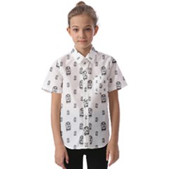 Sketchy Monster Pencil Drawing Motif Pattern Kids  Short Sleeve Shirt by dflcprintsclothing