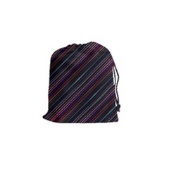 Dark Multicolored Striped Print Design Dark Multicolored Striped Print Design Drawstring Pouch (small) by dflcprintsclothing