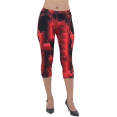 Red Light Lightweight Velour Capri Leggings  by MRNStudios
