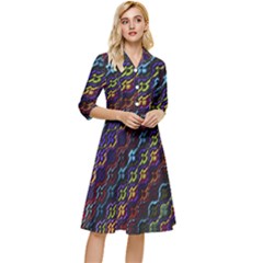 Dark Multicolored Mosaic Pattern Classy Knee Length Dress by dflcprintsclothing