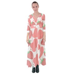 Strawberry Cow Pet Button Up Maxi Dress by Magicworlddreamarts1