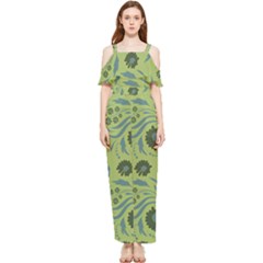 Folk Flowers Art Pattern Draped Sleeveless Chiffon Jumpsuit by Eskimos