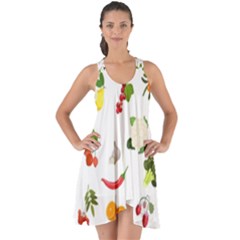 Fruits, Vegetables And Berries Show Some Back Chiffon Dress by SychEva