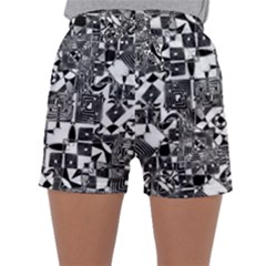 Black And White Geometric Print Sleepwear Shorts by dflcprintsclothing
