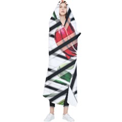 Stripes Tulips Pattern Wearable Blanket by designsbymallika