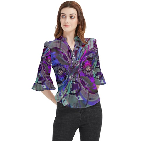 Ignatius Loose Horn Sleeve Chiffon Blouse by MRNStudios