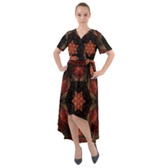 Mrn Medallion Front Wrap High Low Dress by MRNStudios