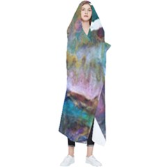 Abstract Turquoise Wearable Blanket by kaleidomarblingart