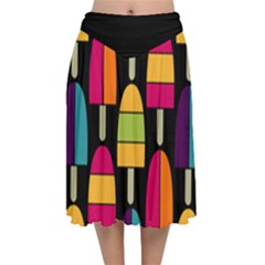 Popsicle Velvet Flared Midi Skirt by snackkingdom