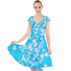 Pop Art Neuro Light Cap Sleeve Front Wrap Midi Dress by essentialimage365