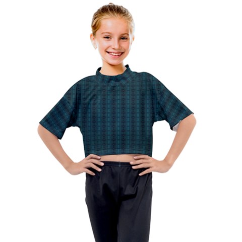 Teal Stripes Kids Mock Neck Tee by JustJoArt