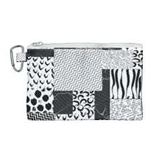 Black And White Pattern Canvas Cosmetic Bag (medium) by designsbymallika