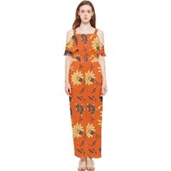Folk Flowers Pattern  Draped Sleeveless Chiffon Jumpsuit by Eskimos