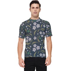 Folk Flowers Pattern Floral Surface Design Men s Short Sleeve Rash Guard by Eskimos
