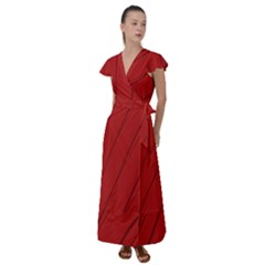 Print Cornell Red Pattern Design Flutter Sleeve Maxi Dress by dflcprintsclothing