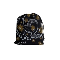 Folk Flowers Pattern Drawstring Pouch (medium) by Eskimos