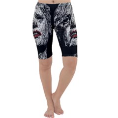Creepy Head Sculpture Artwork Cropped Leggings  by dflcprintsclothing