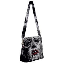 Creepy Head Sculpture Artwork Zipper Messenger Bag by dflcprintsclothing