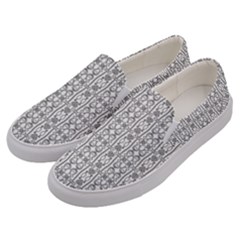 Modern Tribal Black And White Ornate Stripes Men s Canvas Slip Ons by dflcprintsclothing