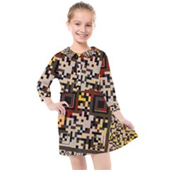 Root Humanity Bar And Qr Code Flash Orange And Purple Kids  Quarter Sleeve Shirt Dress by WetdryvacsLair