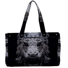 Creepy Lion Head Sculpture Artwork 2 Canvas Work Bag by dflcprintsclothing