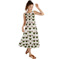 Hearts And Pearls For Love And Plants For Peace Summer Maxi Dress by pepitasart