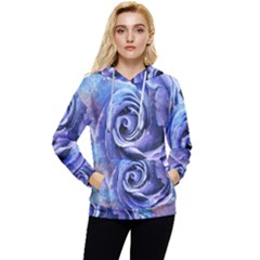 Watercolor-rose-flower-romantic Women s Lightweight Drawstring Hoodie by Sapixe