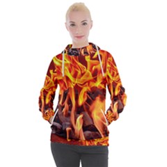Fire-burn-charcoal-flame-heat-hot Women s Hooded Pullover by Sapixe