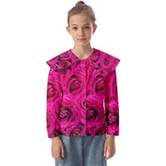 Pink-flowers-roses-background Kids  Peter Pan Collar Blouse by Sapixe