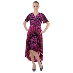 Dahlia-flower-purple-dahlia-petals Front Wrap High Low Dress by Sapixe