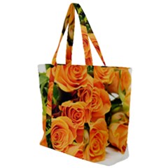 Roses-flowers-orange-roses Zip Up Canvas Bag by Sapixe