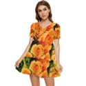 Roses-flowers-orange-roses Tiered Short Sleeve Mini Dress View1