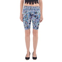 Science-education-doodle-background Yoga Cropped Leggings by Sapixe