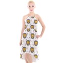 Lion Heads Pattern Design Doodle High-Low Halter Chiffon Dress  View1