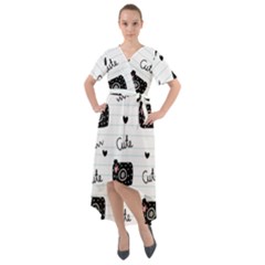 Cute Cameras Doodles Hand Drawn Front Wrap High Low Dress by Sapixe