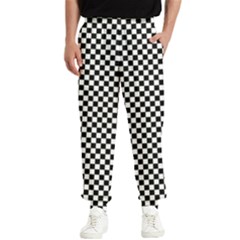 Black And White Checkerboard Background Board Checker Men s Elastic Waist Pants by Sapixe