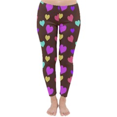 Colorfull Hearts On Choclate Classic Winter Leggings by Daria3107