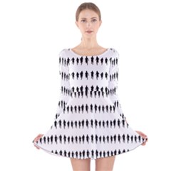 Athletic Running Graphic Silhouette Pattern Long Sleeve Velvet Skater Dress by dflcprintsclothing