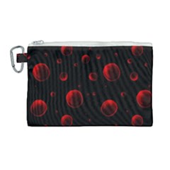 Red Drops On Black Canvas Cosmetic Bag (large) by SychEva
