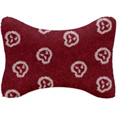 White Skulls On Red Shiny Background Seat Head Rest Cushion by SychEva