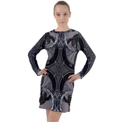 Lunar Phases Long Sleeve Hoodie Dress by MRNStudios