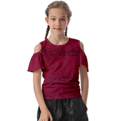 Black Splashes On Red Background Kids  Butterfly Cutout Tee by SychEva