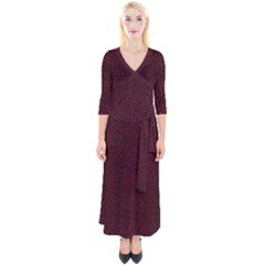 Red Curve Stripes On Black Background Quarter Sleeve Wrap Maxi Dress by SychEva