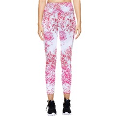 Red Splashes On A White Background Pocket Leggings  by SychEva