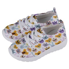 Funny Animal Faces With Glasses On A White Background Kids  Lightweight Sports Shoes by SychEva