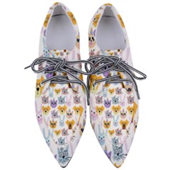 Funny Animal Faces With Glasses On A White Background Pointed Oxford Shoes by SychEva